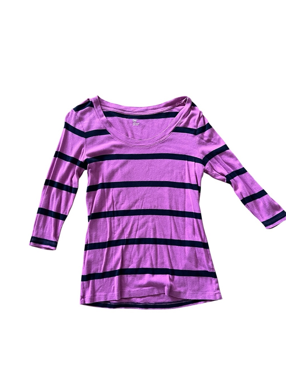 GAP Purple Crew Neck Supersoft Tee with Navy Trim
